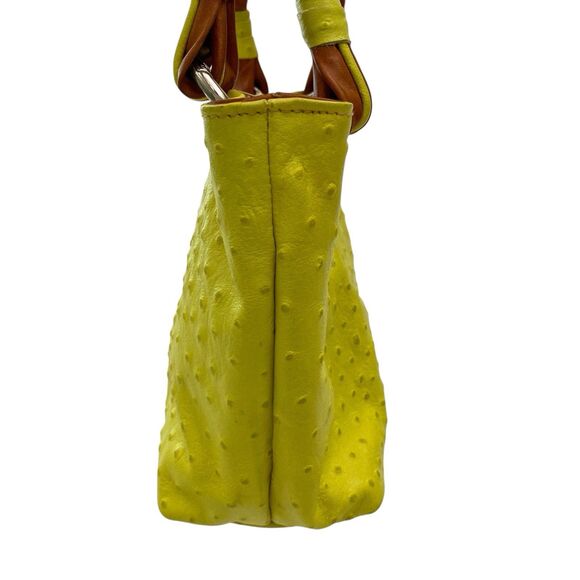 Cecconi Piero Leather Purse Handbag Tote Yellow Small Textured Italy Preppy - Picture 4 of 14